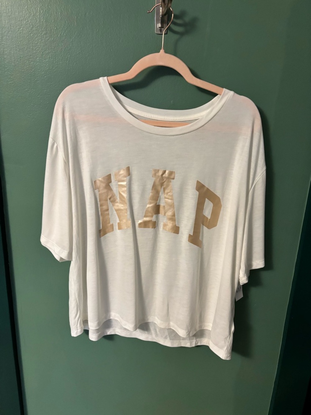 GAP White Short Sleeve Tee with Gold Logo